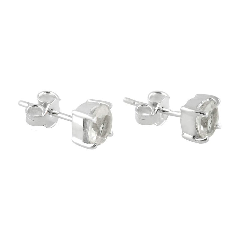 Starborn Danburite Faceted 6mm Round Post Earrings in Sterling Silver - Image 3
